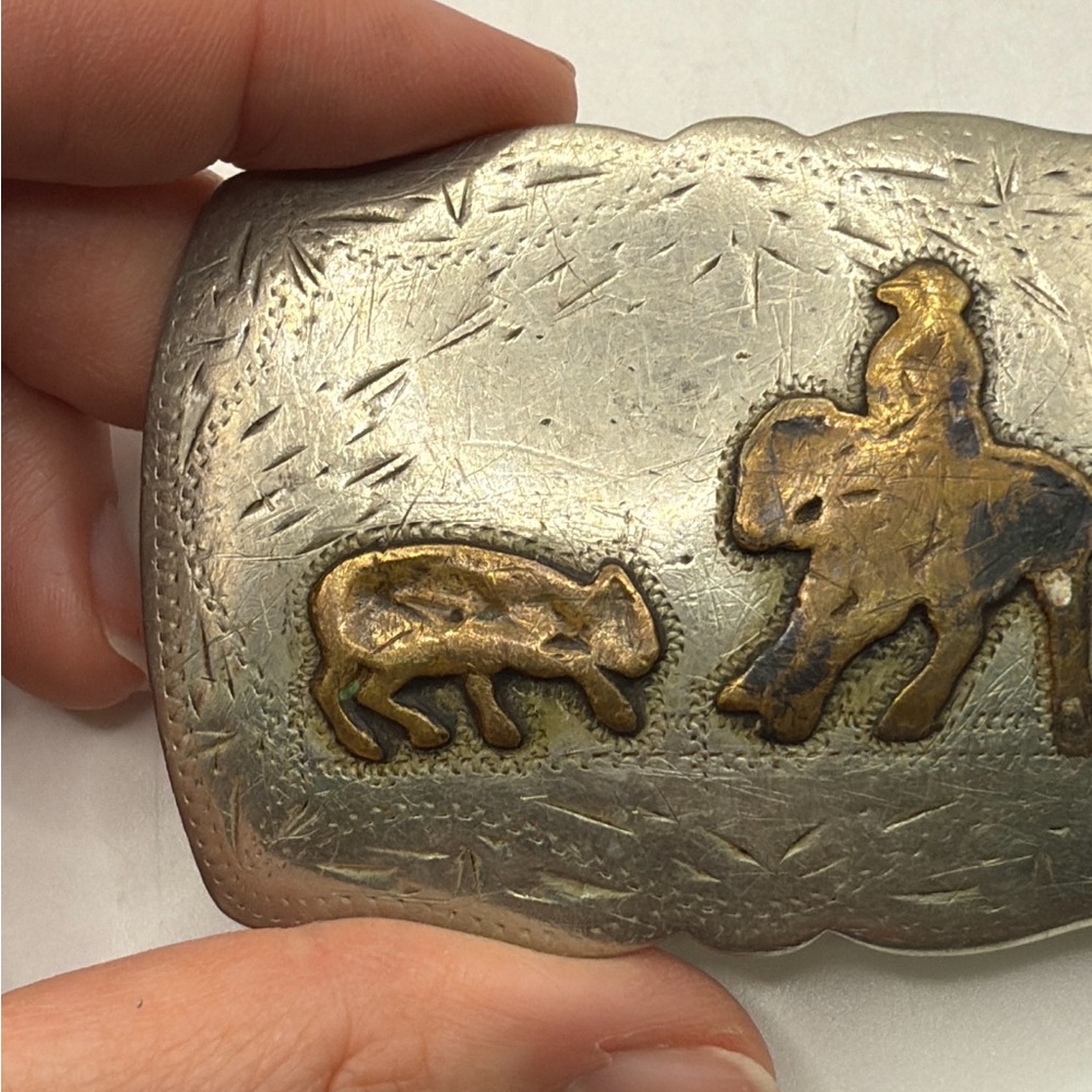 Renalde Silver Tone Gold Solid Nickle Western Bel… - image 7